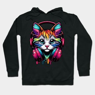 COLORFUL CAT WEARING A HEADPHONE Hoodie